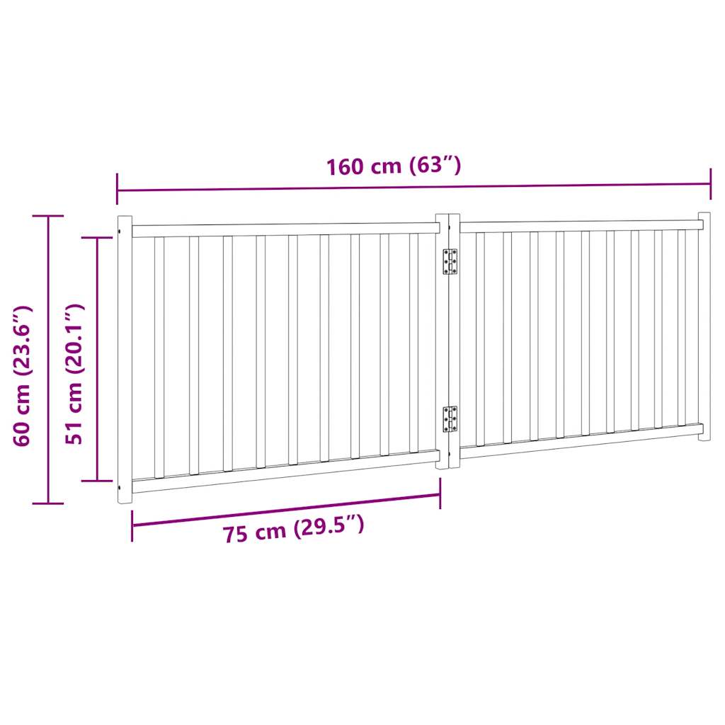 Hondenhek inklapbaar 2 panelen 160 cm massief vurenhout wit
