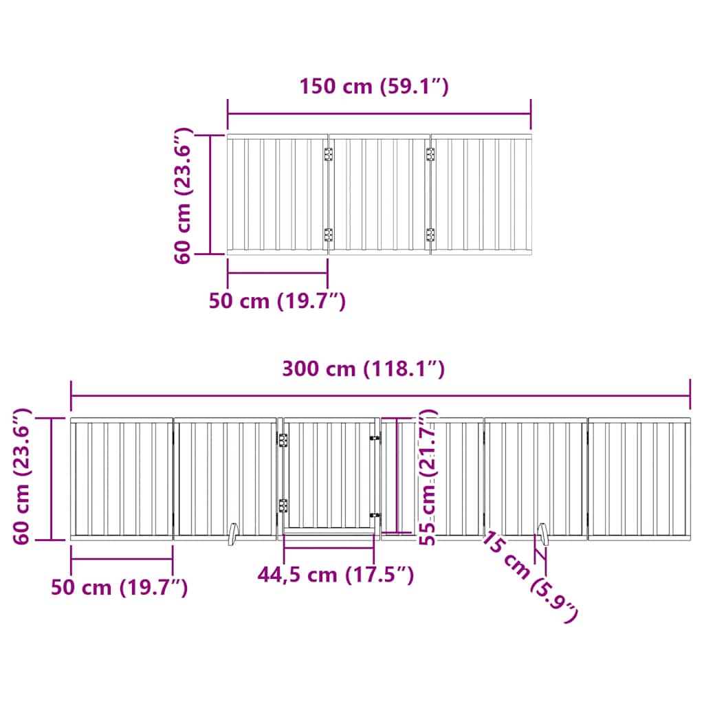 Hondenhek inklapbaar 15 panelen 750 cm populierenhout bruin