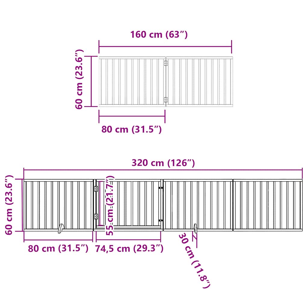 Hondenhek inklapbaar 10 panelen 800 cm populierenhout bruin