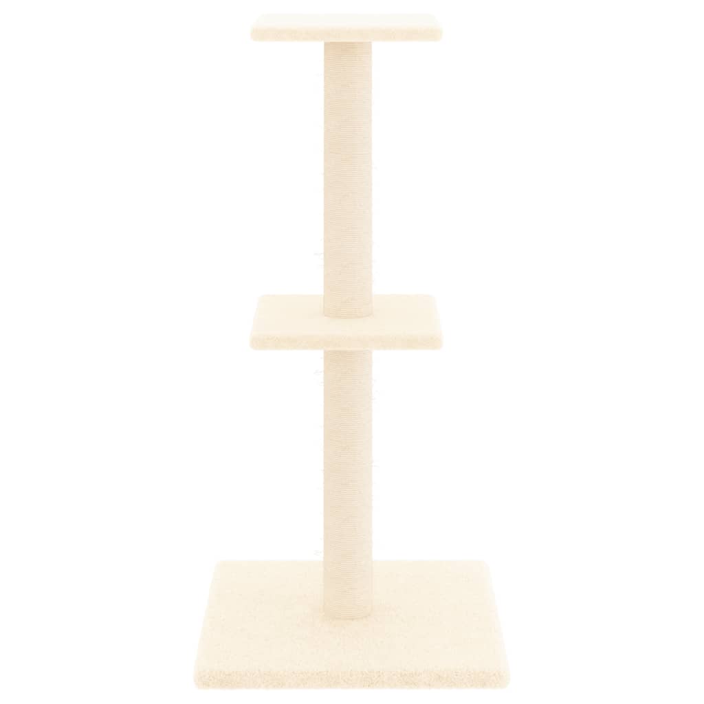 Kattenmeubel met sisal krabpalen 73 cm crèmekleurig