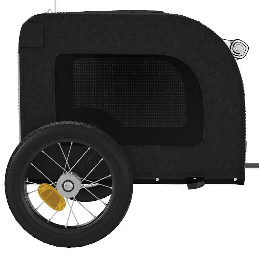 Hondenfietstrailer oxford stof en ijzer grijs en zwart