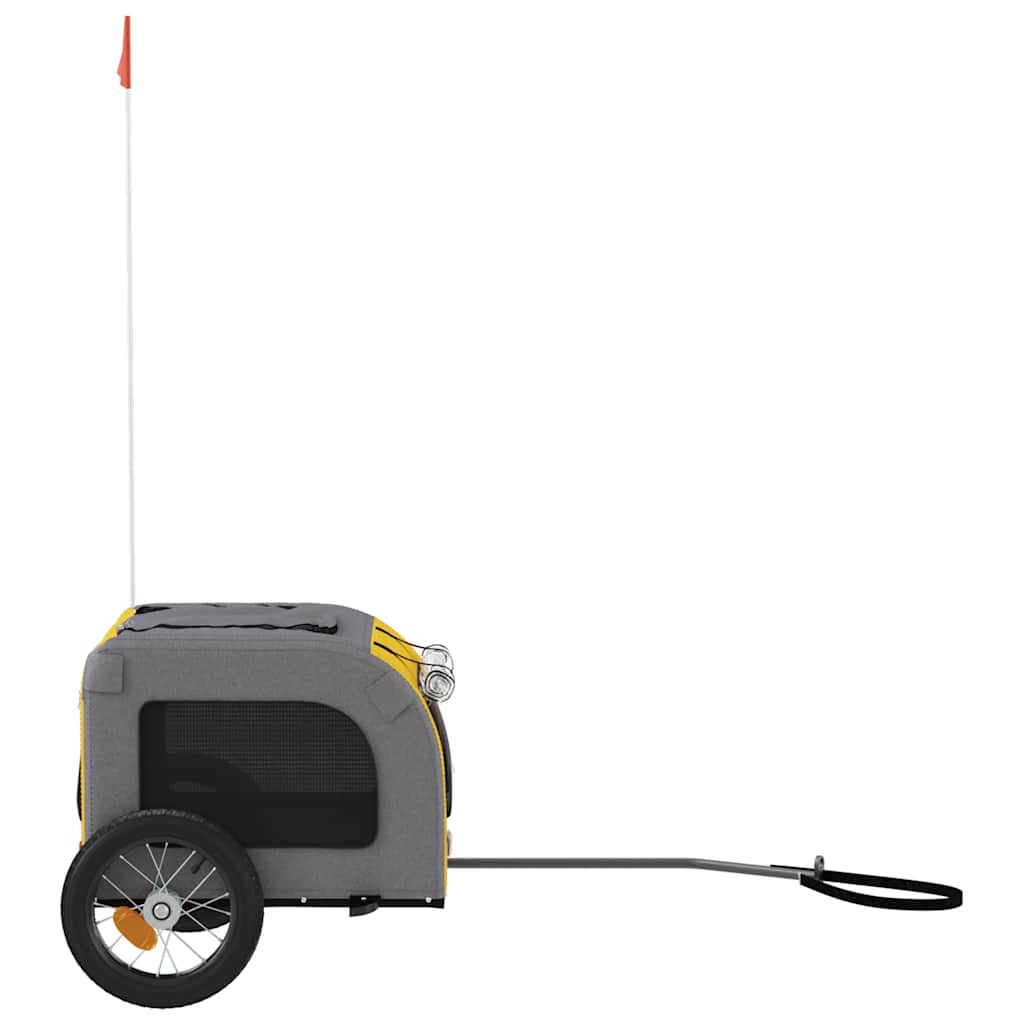 Hondenfietstrailer oxford stof en ijzer geel en grijs