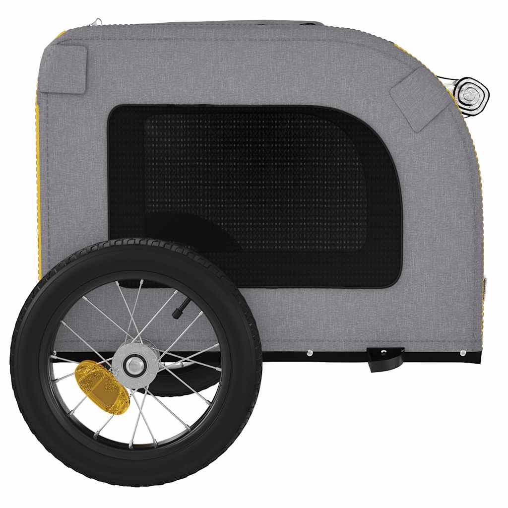 Hondenfietstrailer oxford stof en ijzer geel en grijs