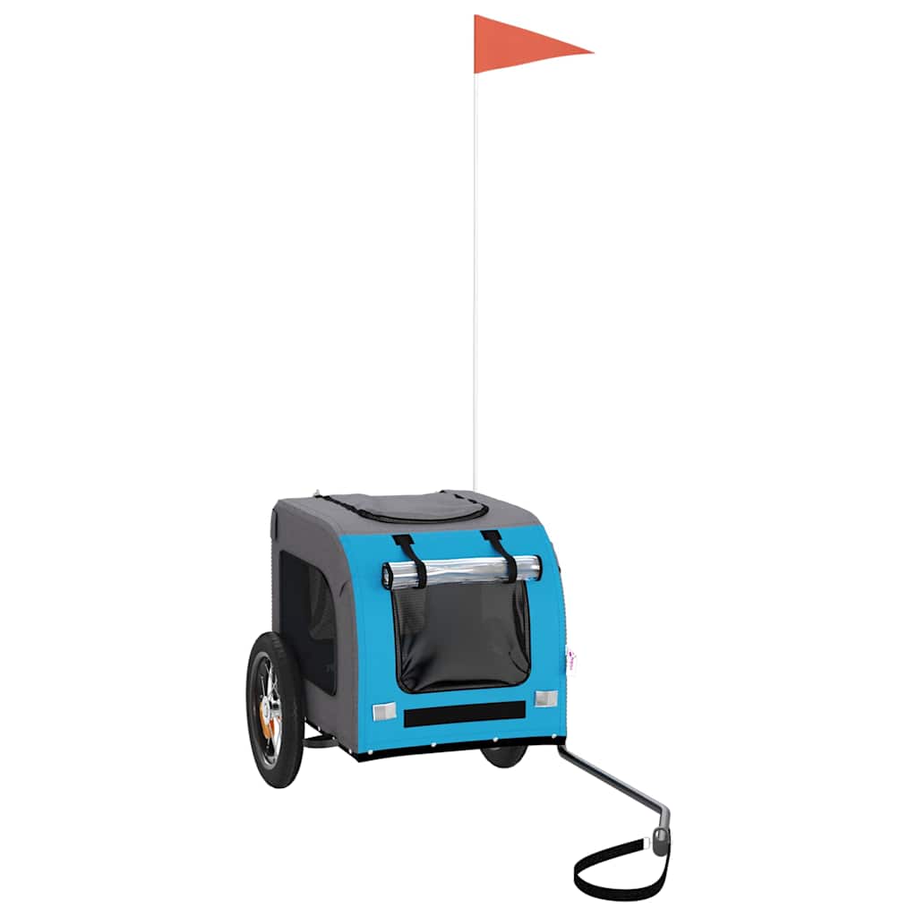 Hondenfietstrailer oxford stof en ijzer blauw en grijs