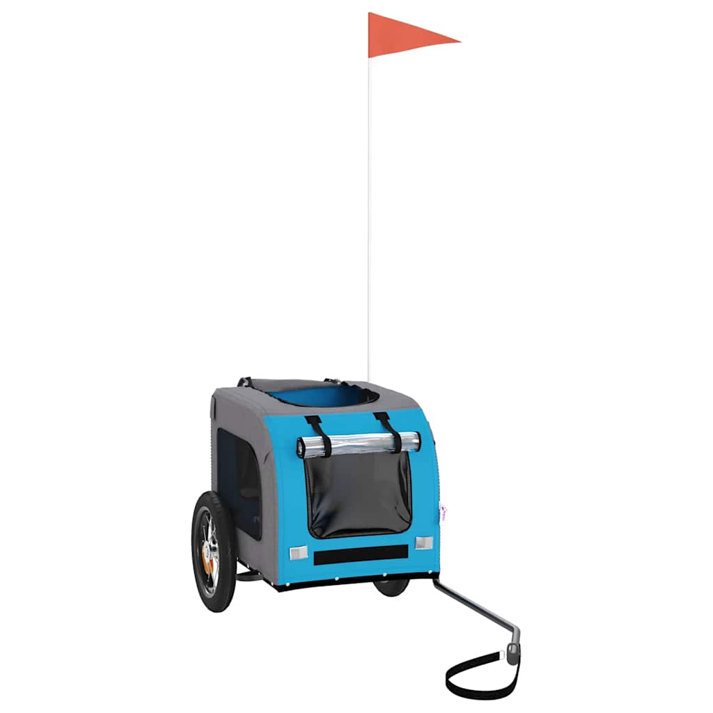 Hondenfietstrailer oxford stof en ijzer blauw en grijs