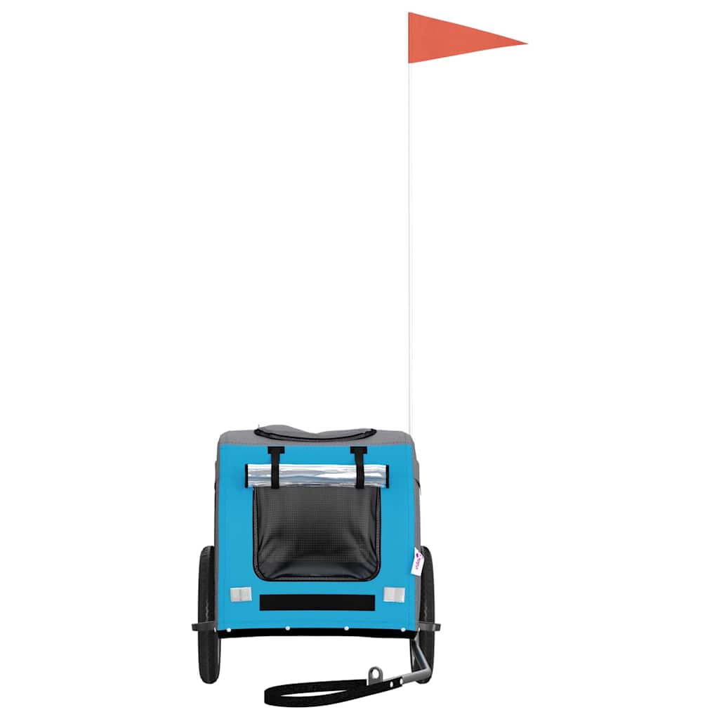 Hondenfietstrailer oxford stof en ijzer blauw en grijs