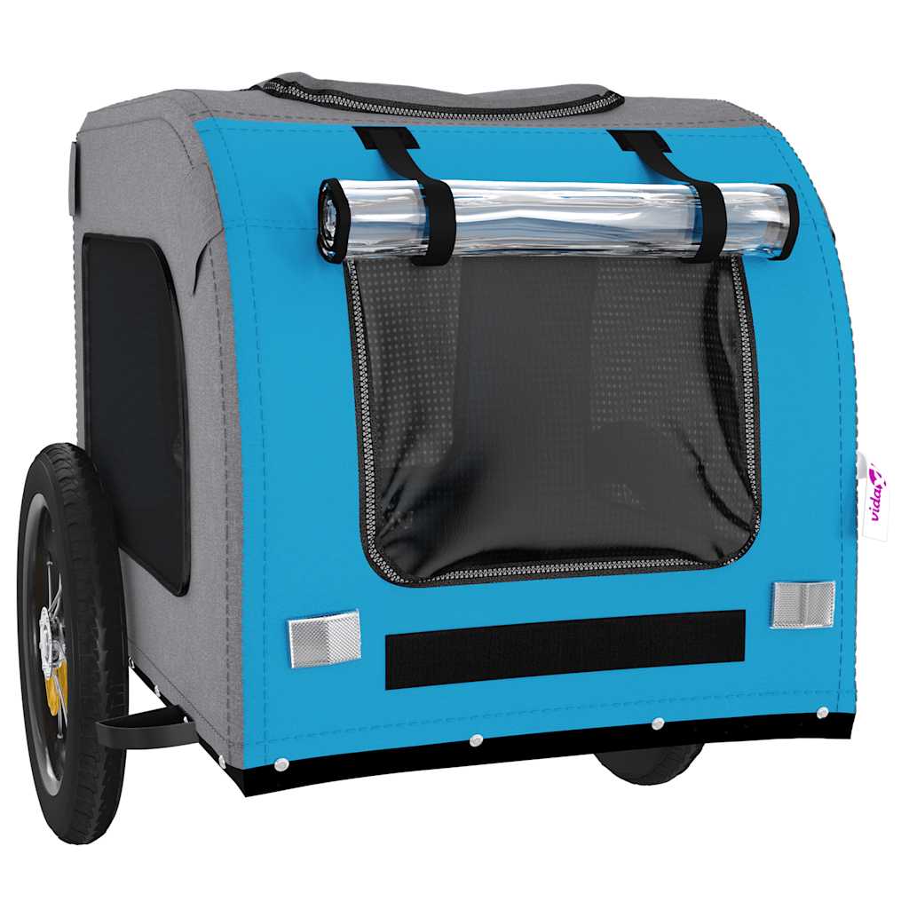 Hondenfietstrailer oxford stof en ijzer blauw en grijs