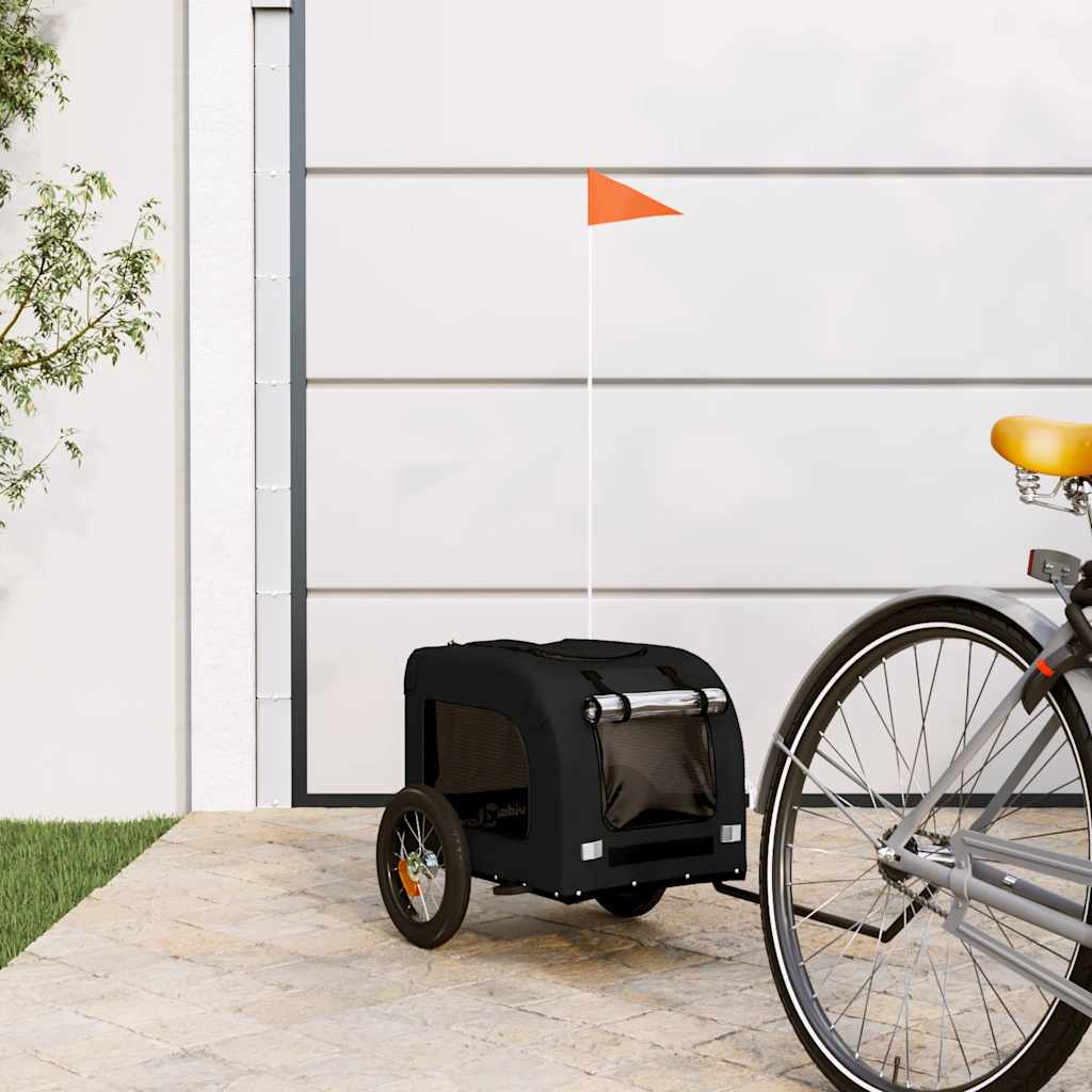 Hondenfietstrailer oxford stof en ijzer zwart