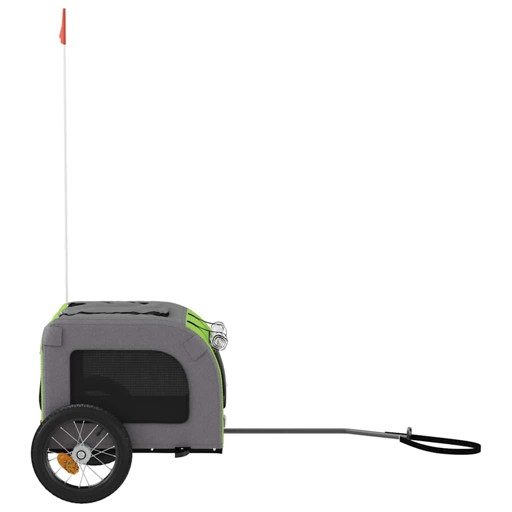 Hondenfietstrailer oxford stof en ijzer groen en grijs
