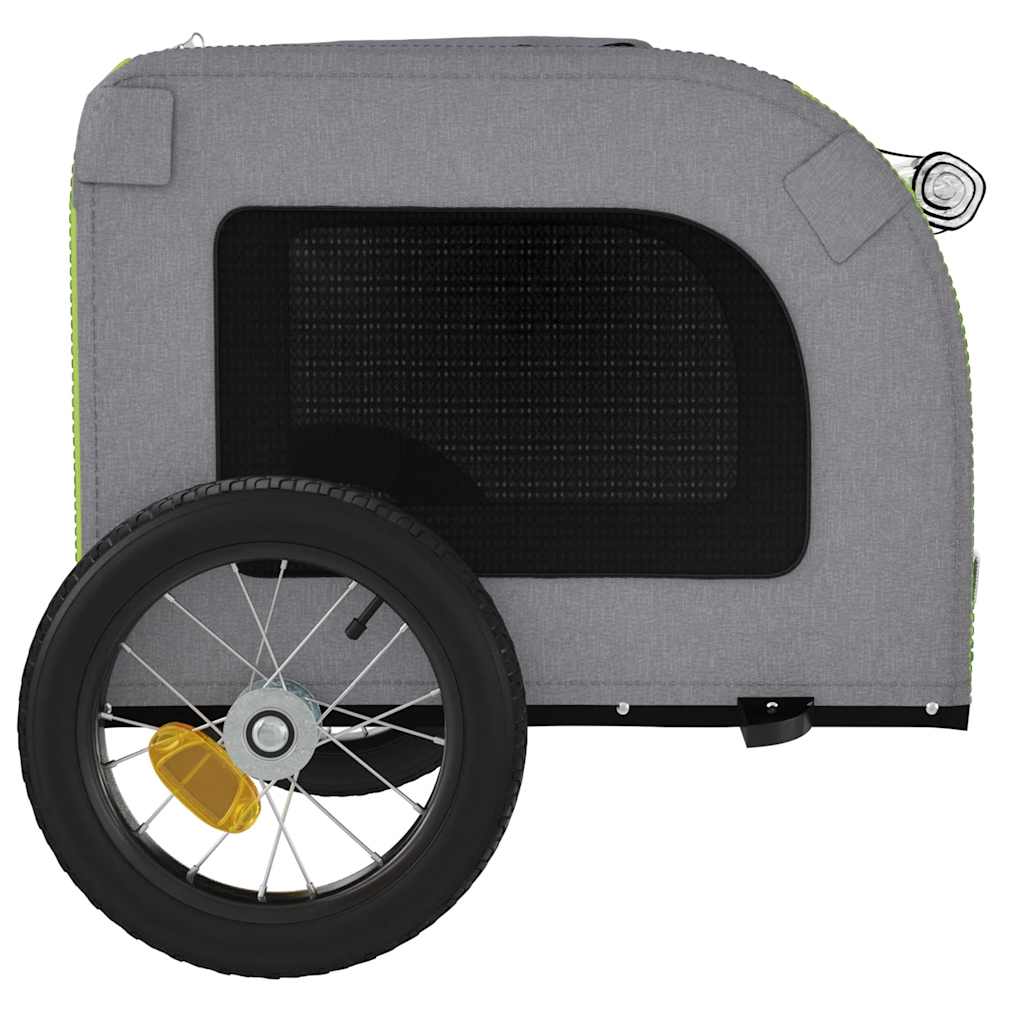 Hondenfietstrailer oxford stof en ijzer groen en grijs