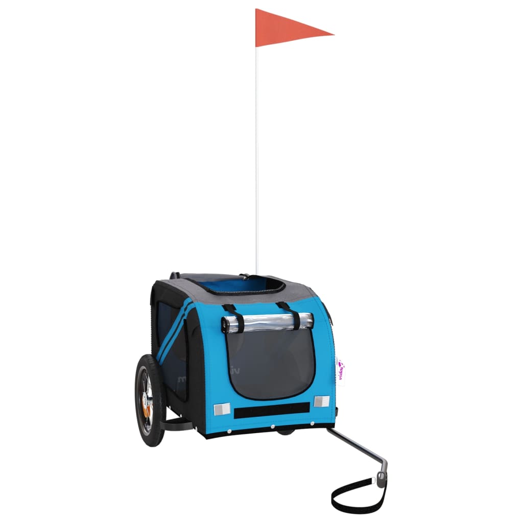 Hondenfietstrailer oxford stof en ijzer blauw en grijs