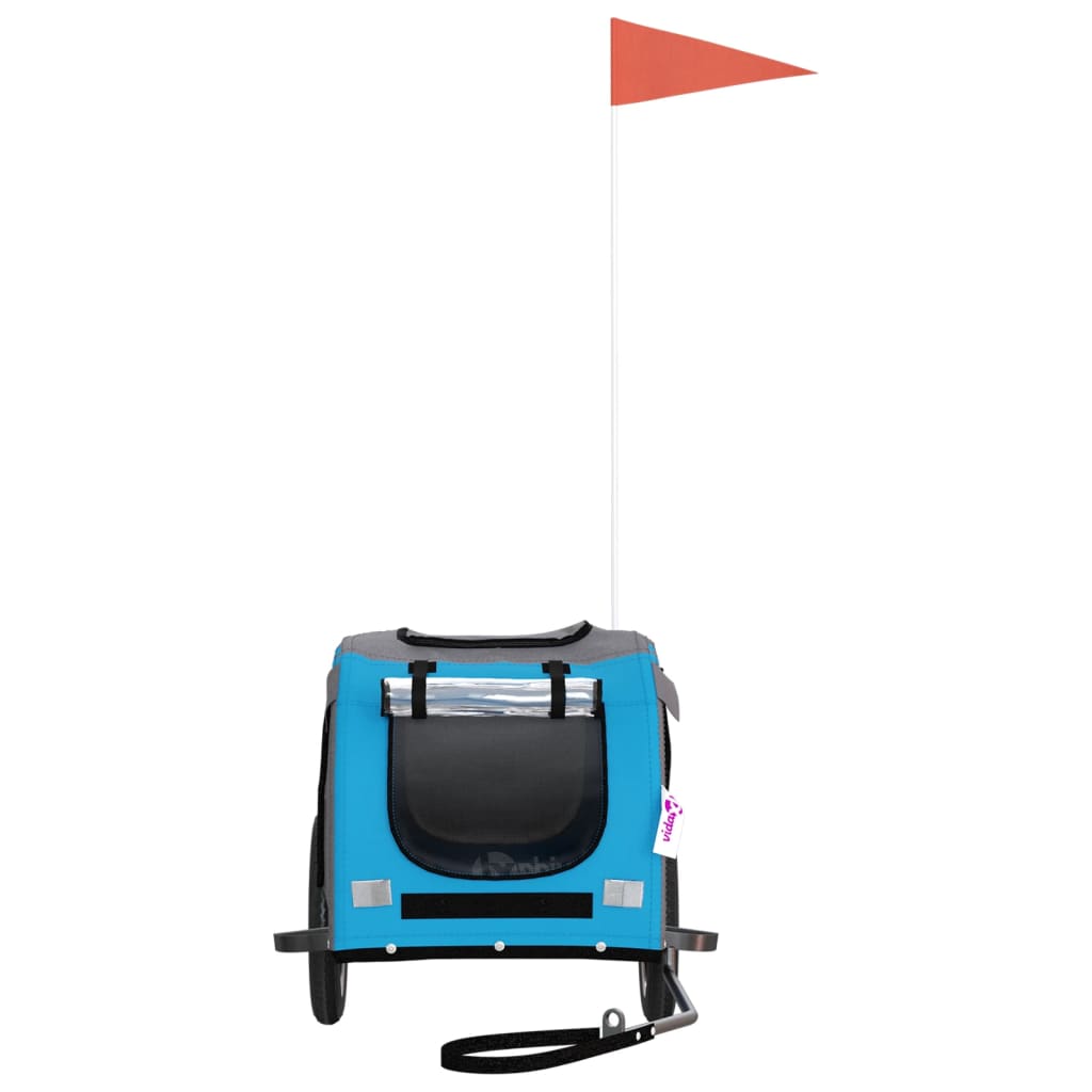 Hondenfietstrailer oxford stof en ijzer blauw en grijs