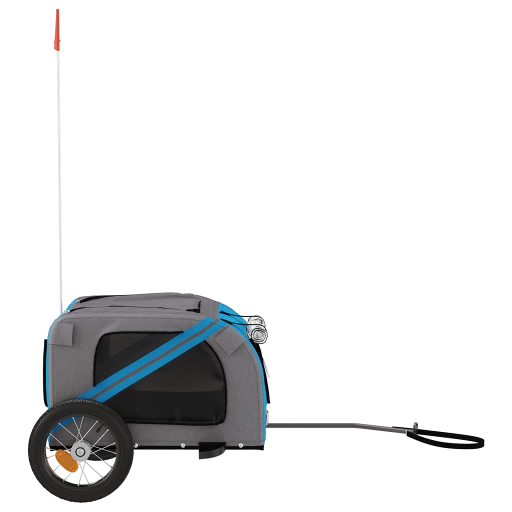Hondenfietstrailer oxford stof en ijzer blauw en grijs