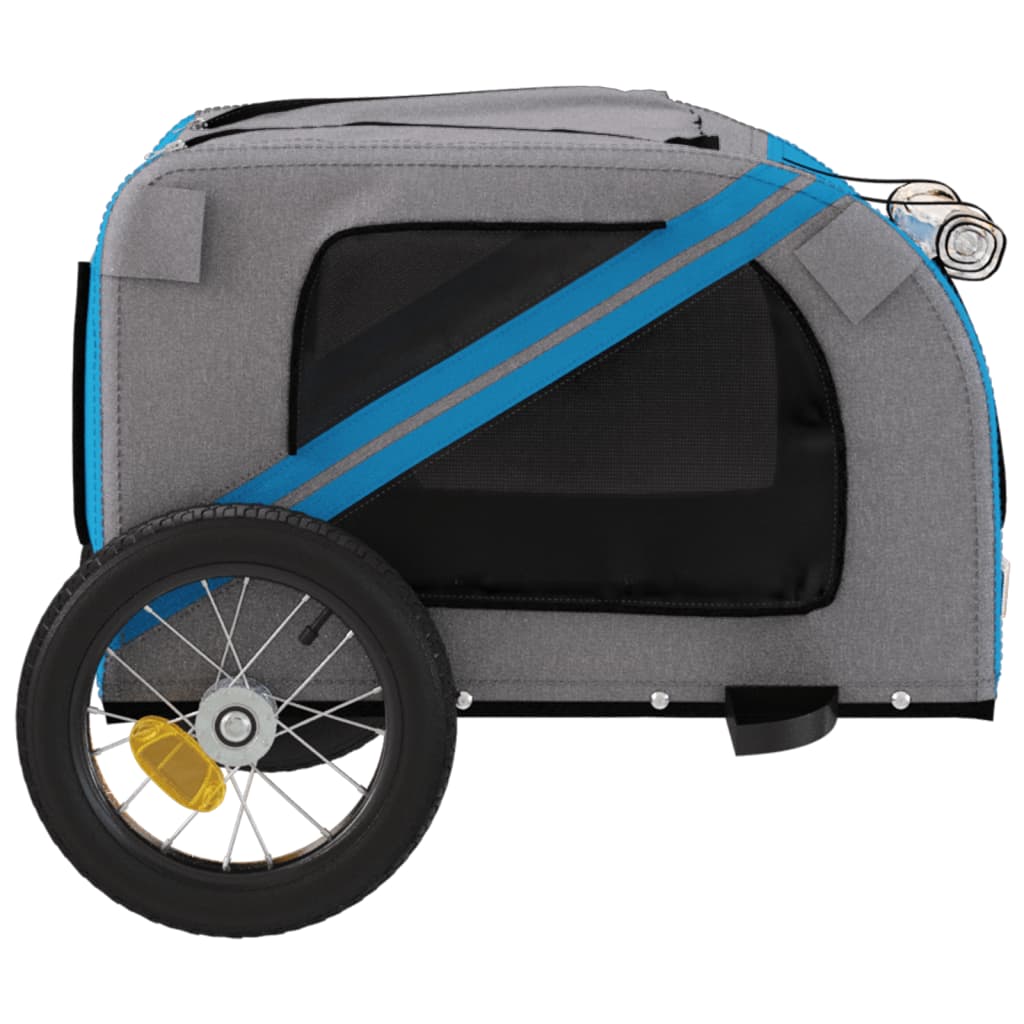 Hondenfietstrailer oxford stof en ijzer blauw en grijs