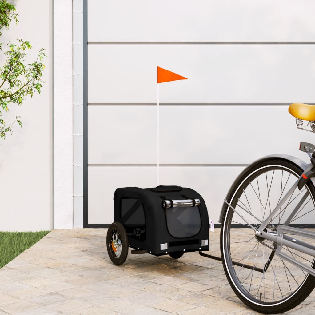 Hondenfietstrailer oxford stof en ijzer zwart