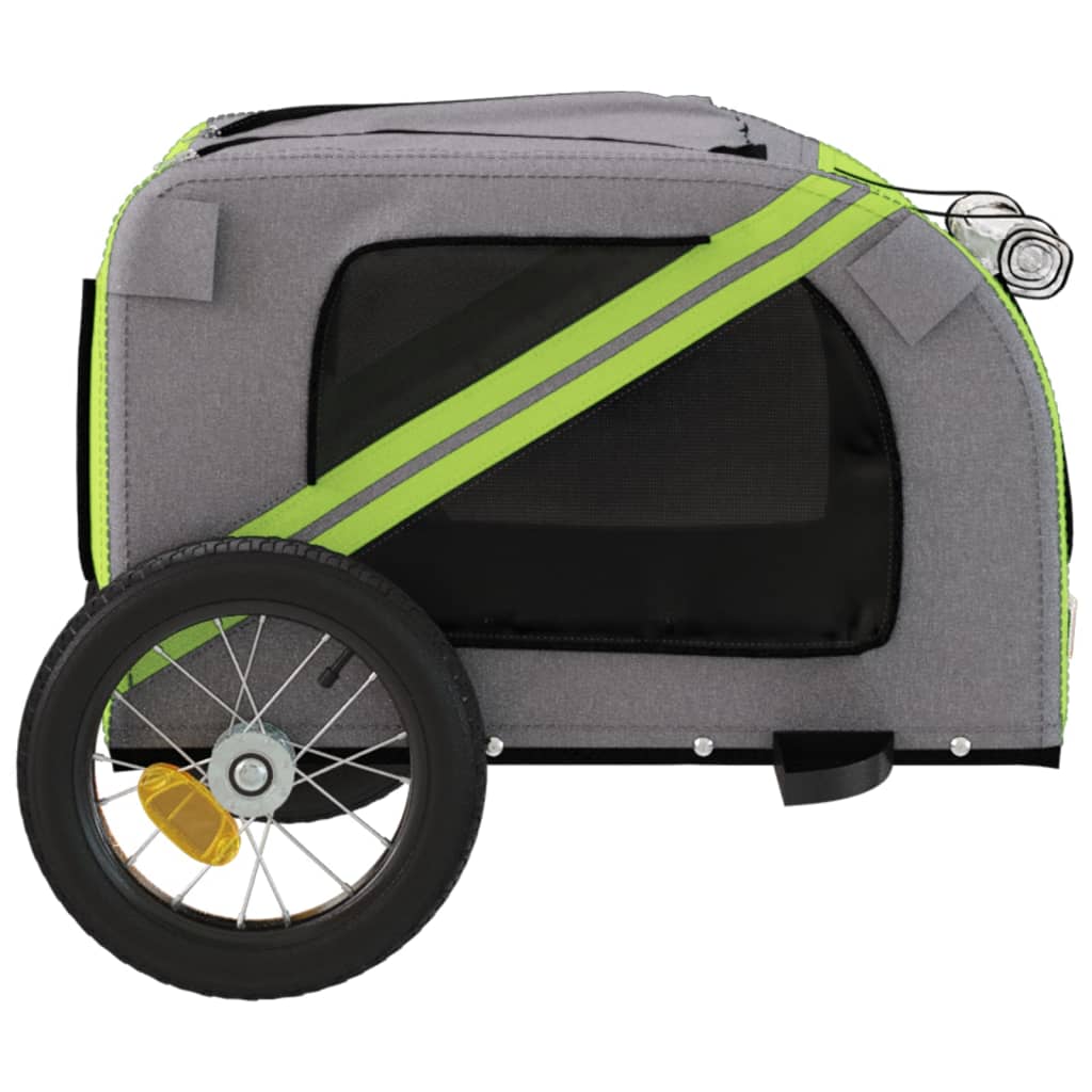 Hondenfietstrailer oxford stof en ijzer groen en grijs