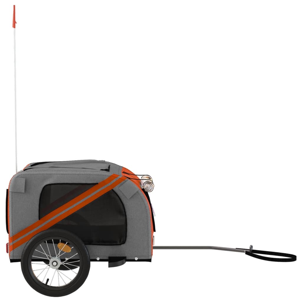 Hondenfietstrailer oxford stof en ijzer oranje en grijs