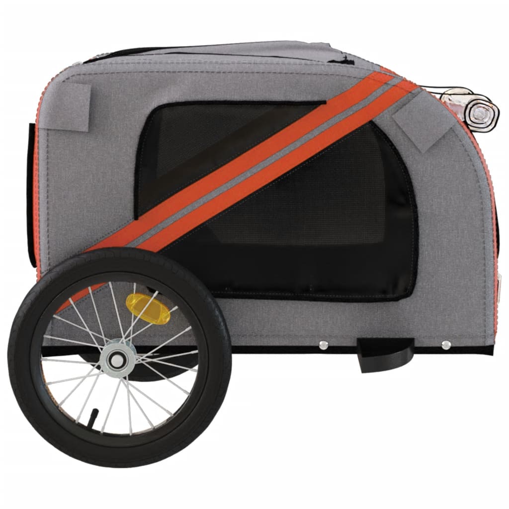 Hondenfietstrailer oxford stof en ijzer oranje en grijs