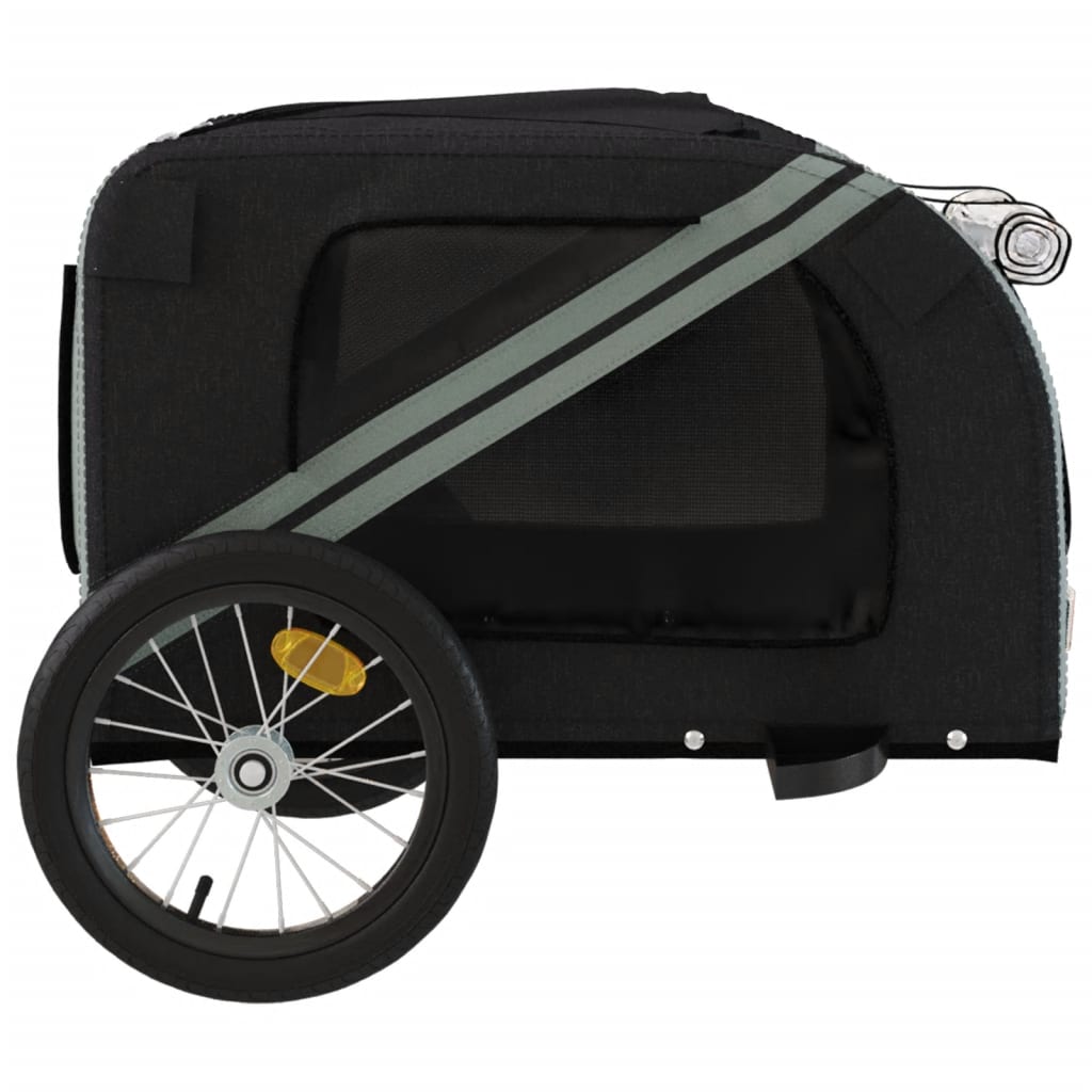 Hondenfietstrailer oxford stof en ijzer zwart en grijs