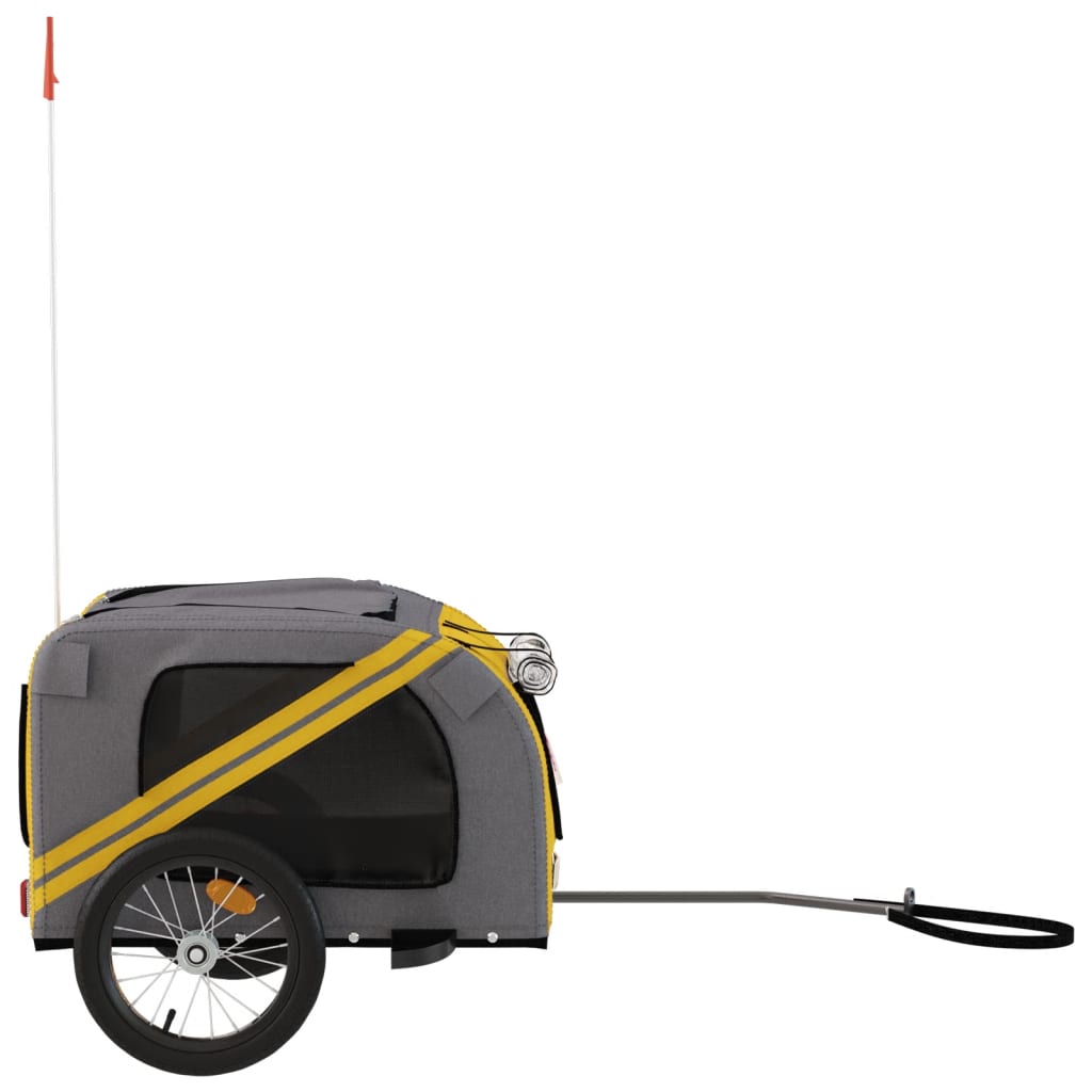Hondenfietstrailer oxford stof en ijzer geel en grijs