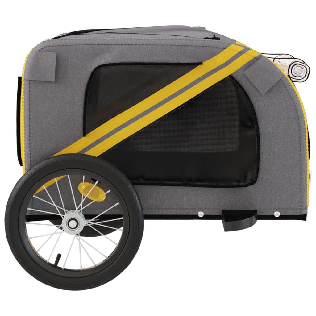Hondenfietstrailer oxford stof en ijzer geel en grijs