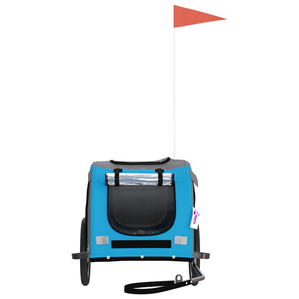 Hondenfietstrailer oxford stof en ijzer blauw en grijs