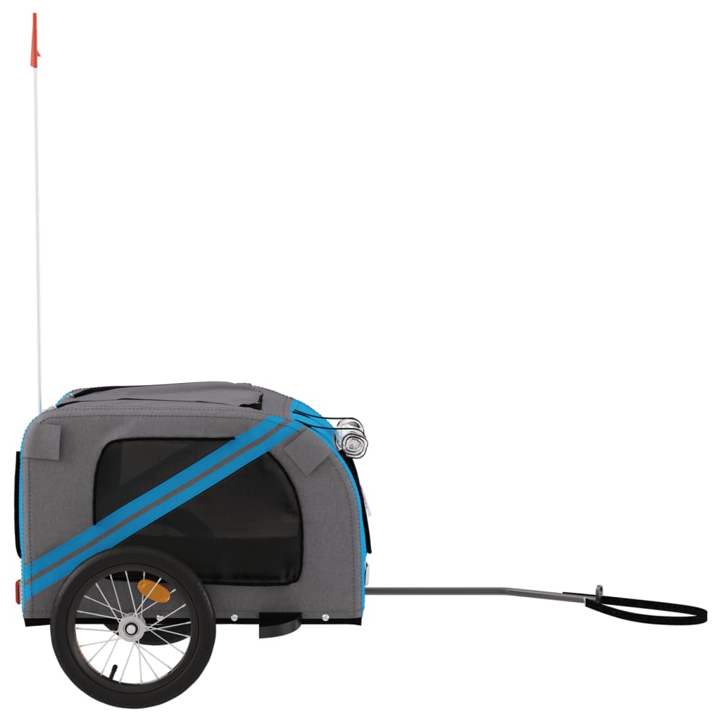 Hondenfietstrailer oxford stof en ijzer blauw en grijs