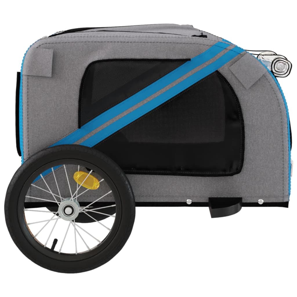 Hondenfietstrailer oxford stof en ijzer blauw en grijs