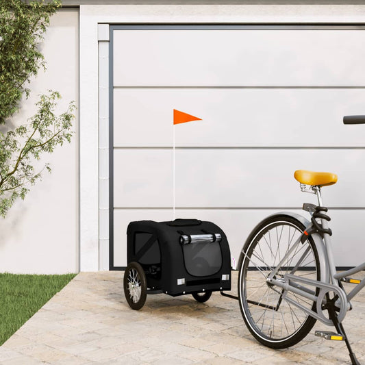 Hondenfietstrailer oxford stof en ijzer zwart