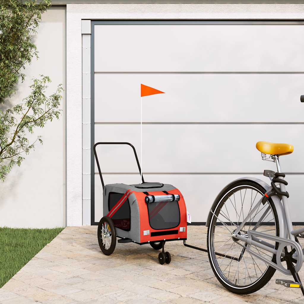Fietskar voor huisdieren, oranje en grijs Oxford-stof en ijzer