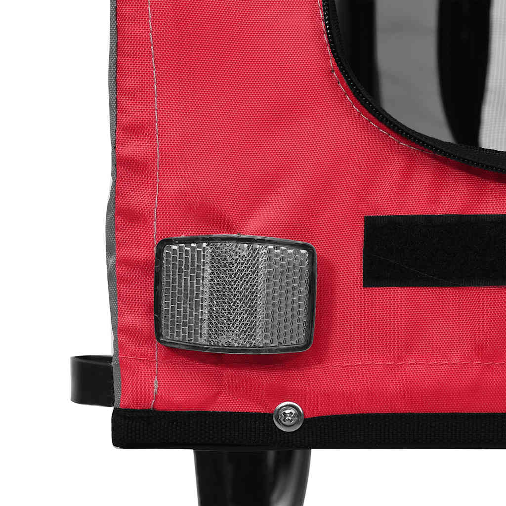 Fietskar voor huisdieren, rood en grijs Oxford-stof en ijzer