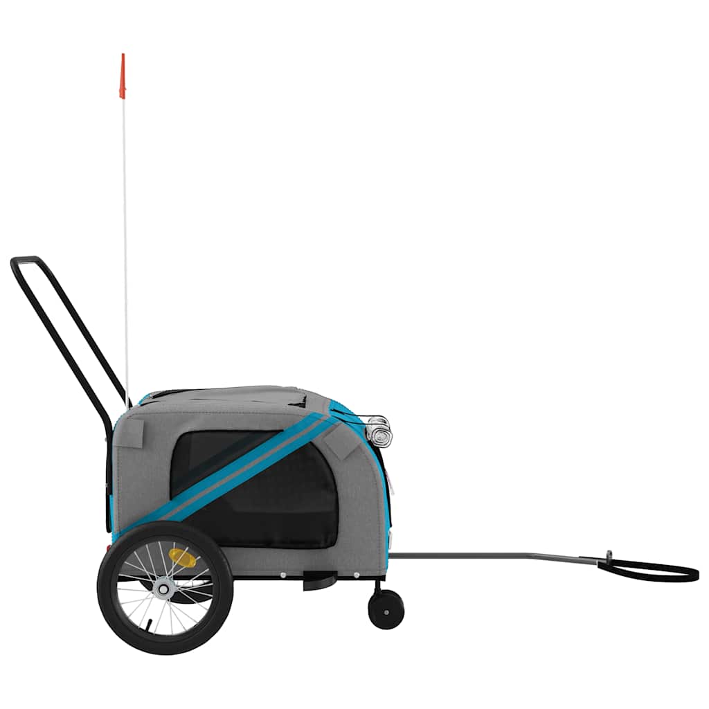 Fietskar voor huisdieren, blauw en grijs Oxford-stof en ijzer