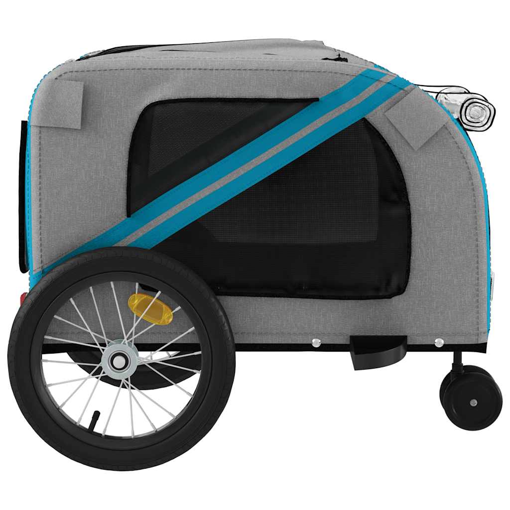 Fietskar voor huisdieren, blauw en grijs Oxford-stof en ijzer