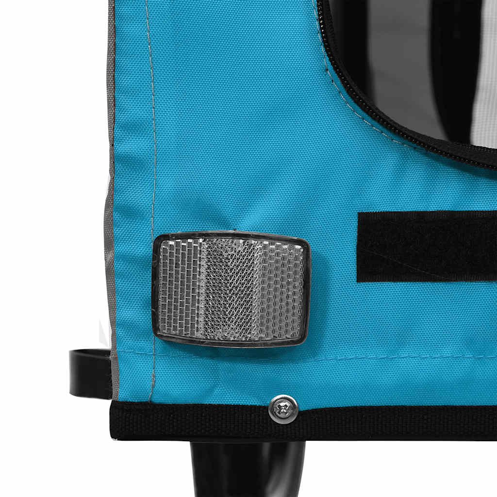 Fietskar voor huisdieren, blauw en grijs Oxford-stof en ijzer