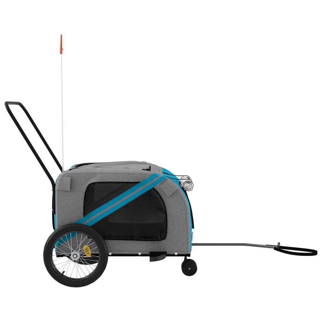 Hondenfietstrailer oxford stof en ijzer blauw en grijs