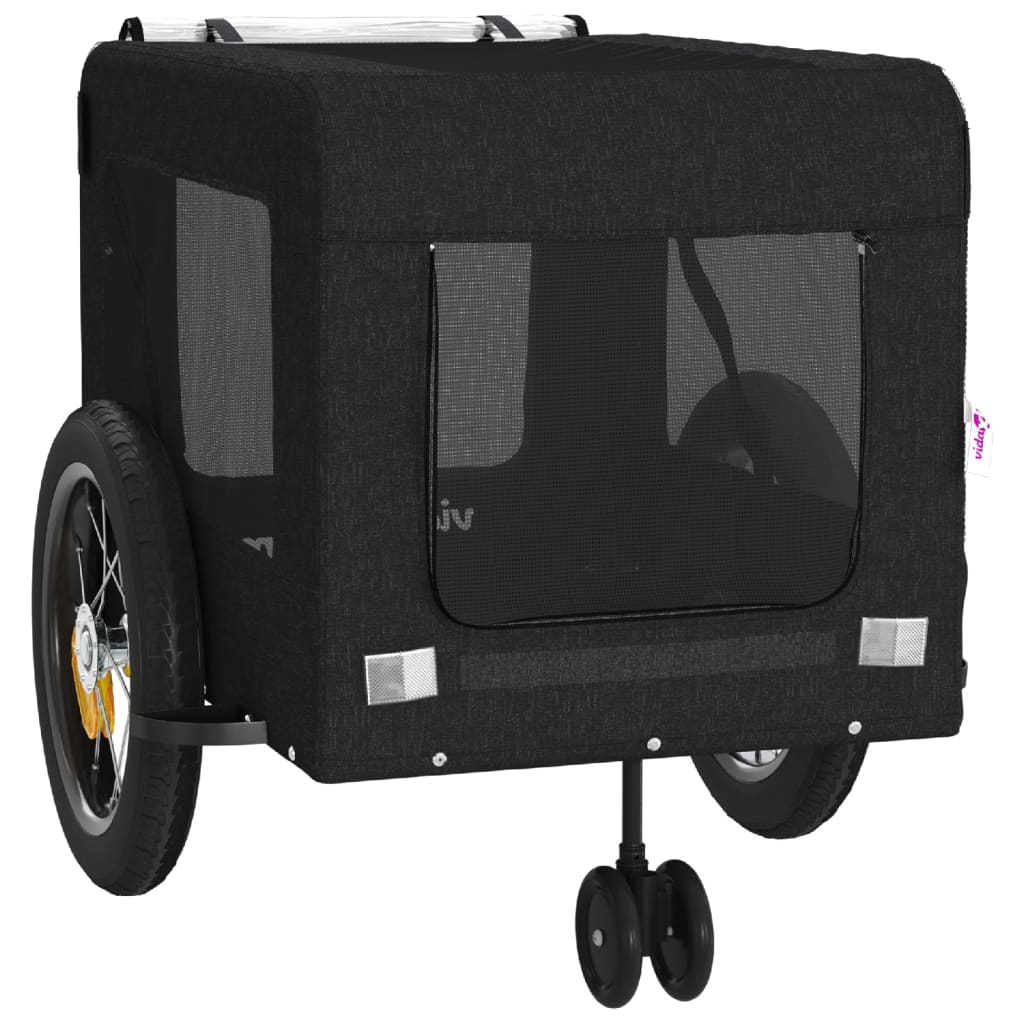 Hondenfietstrailer oxford stof en ijzer zwart