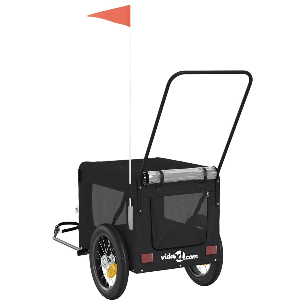 Hondenfietstrailer oxford stof en ijzer zwart