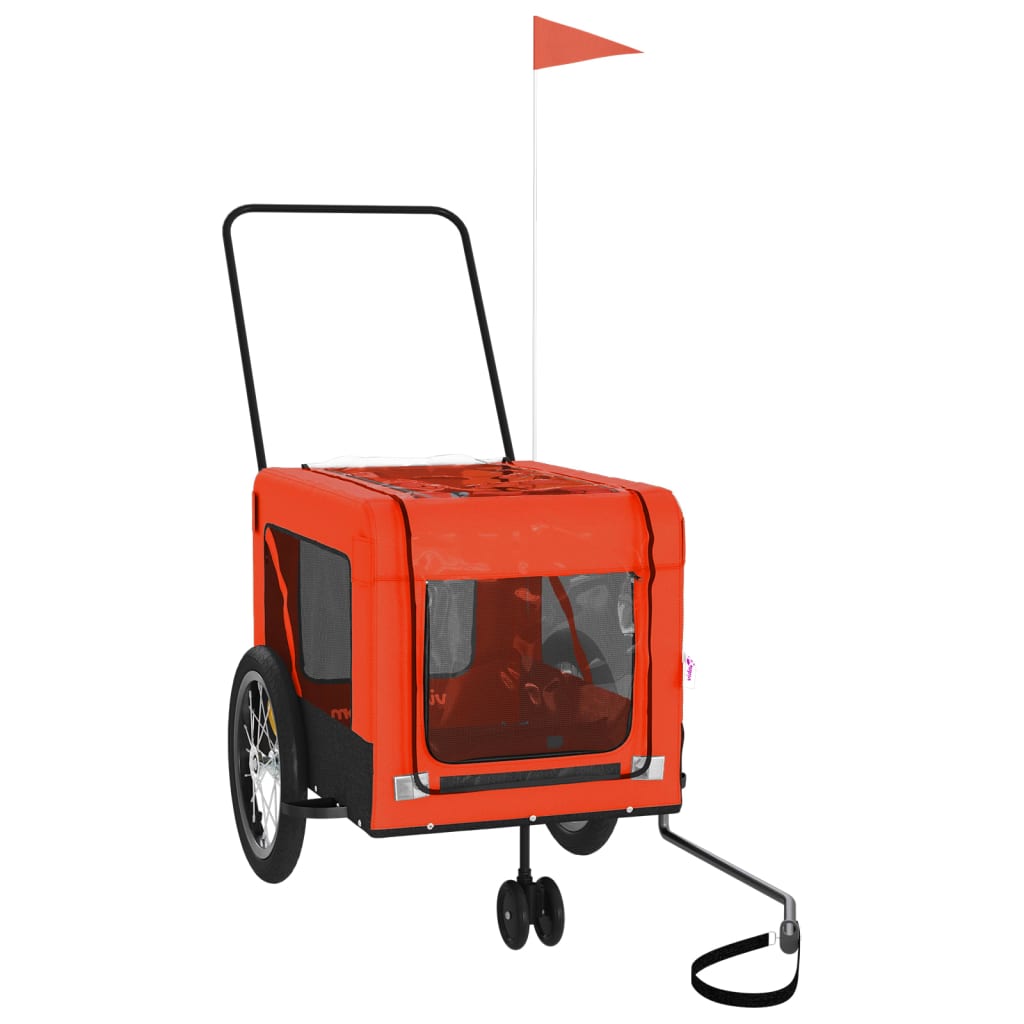 Hondenfietstrailer oxford stof en ijzer oranje en zwart
