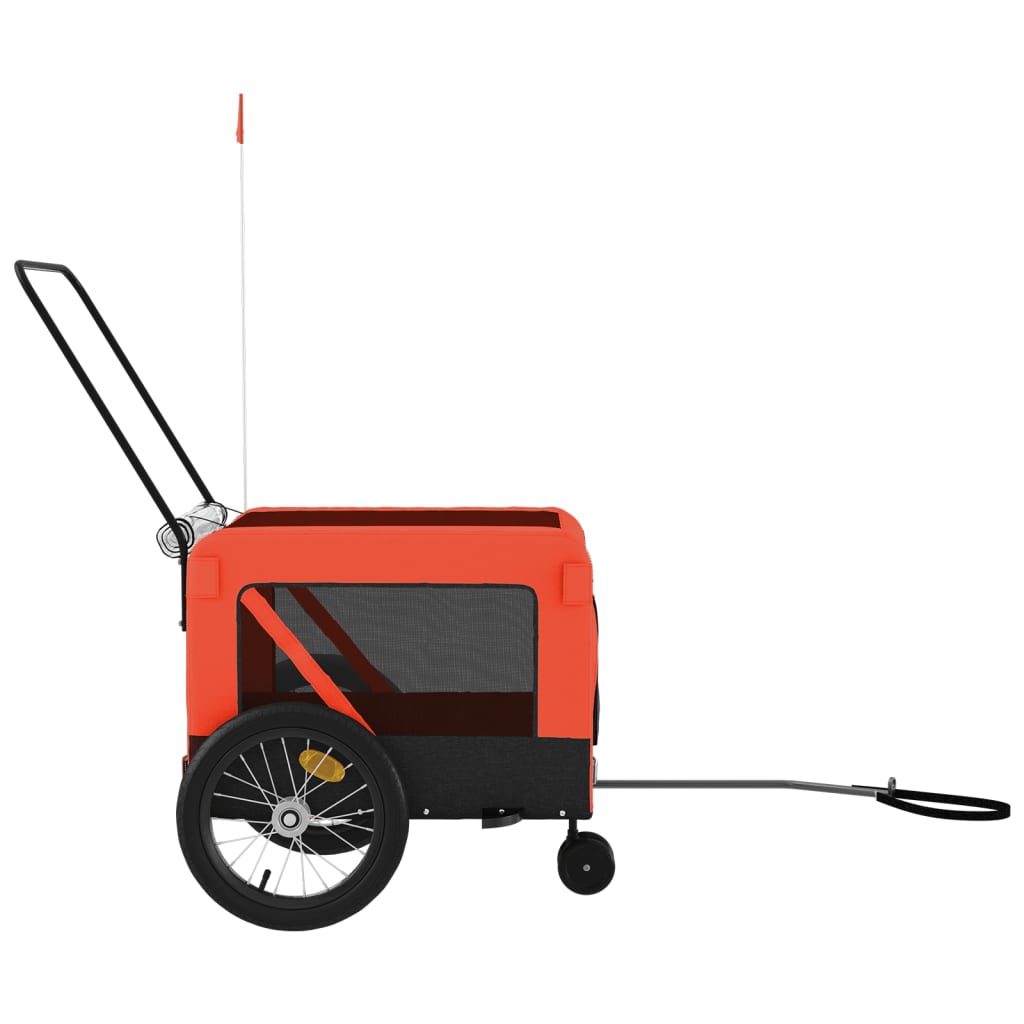Hondenfietstrailer oxford stof en ijzer oranje en zwart