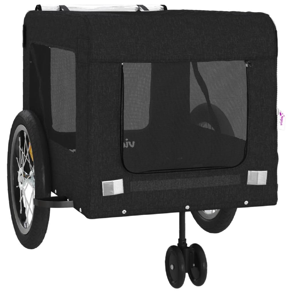 Hondenfietstrailer oxford stof en ijzer zwart