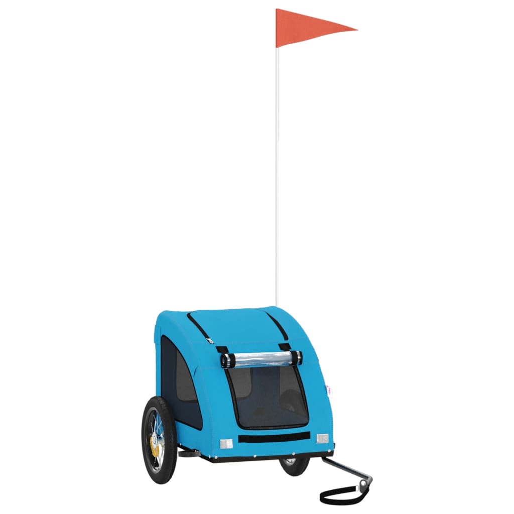 Hondenfietstrailer oxford stof en ijzer blauw