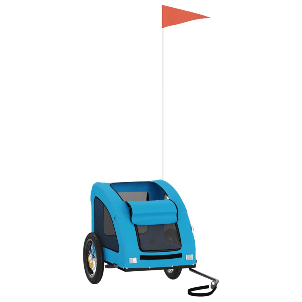 Hondenfietstrailer oxford stof en ijzer blauw