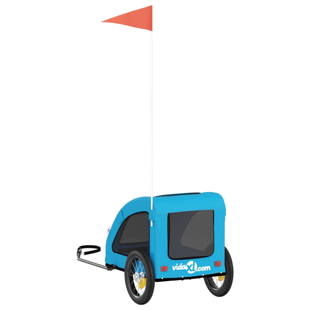 Hondenfietstrailer oxford stof en ijzer blauw