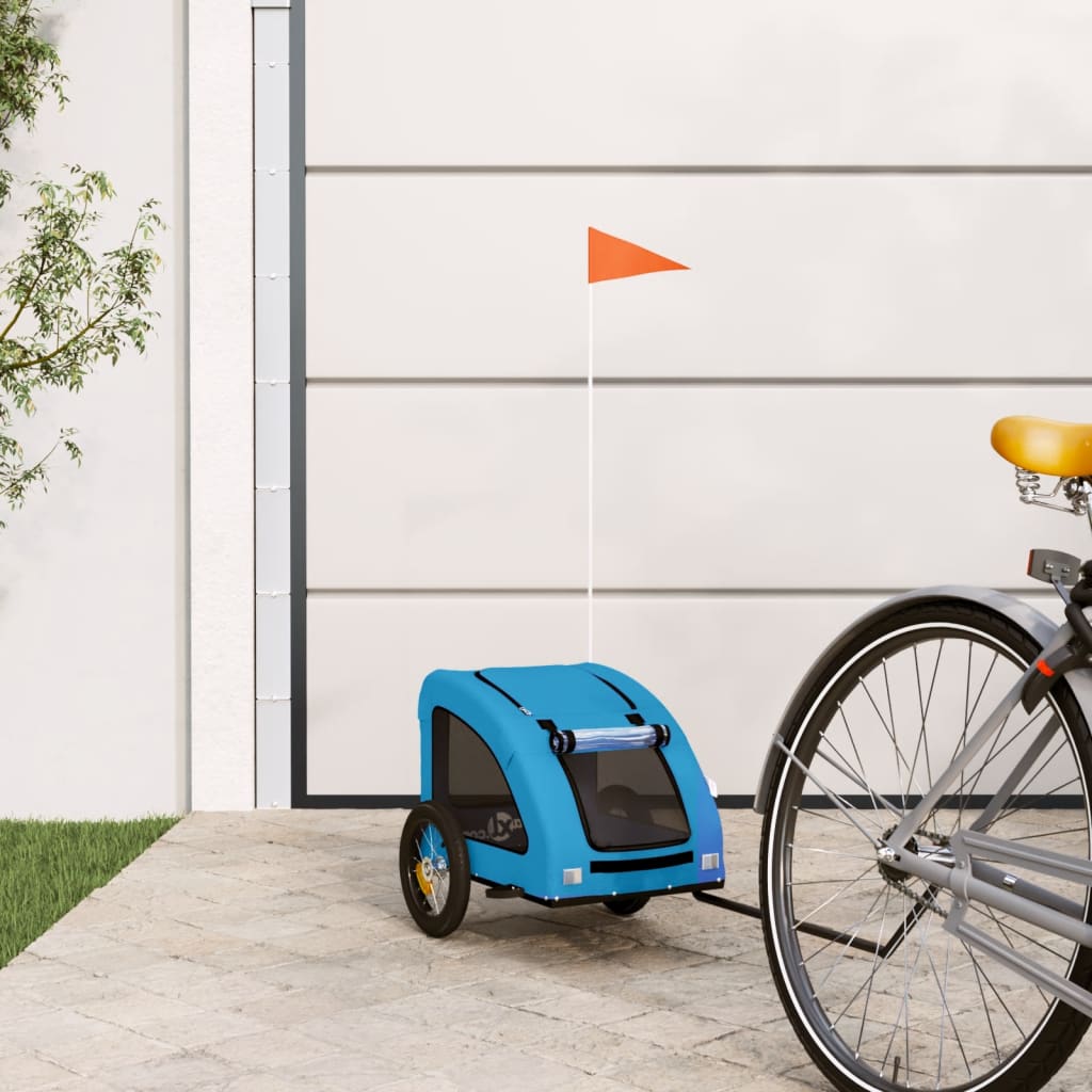 Hondenfietstrailer oxford stof en ijzer blauw