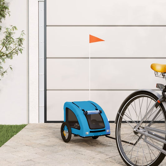 Hondenfietstrailer oxford stof en ijzer blauw