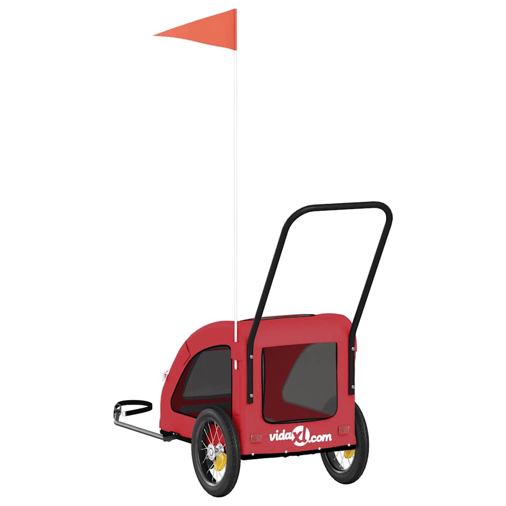 Hondenfietstrailer oxford stof en ijzer rood
