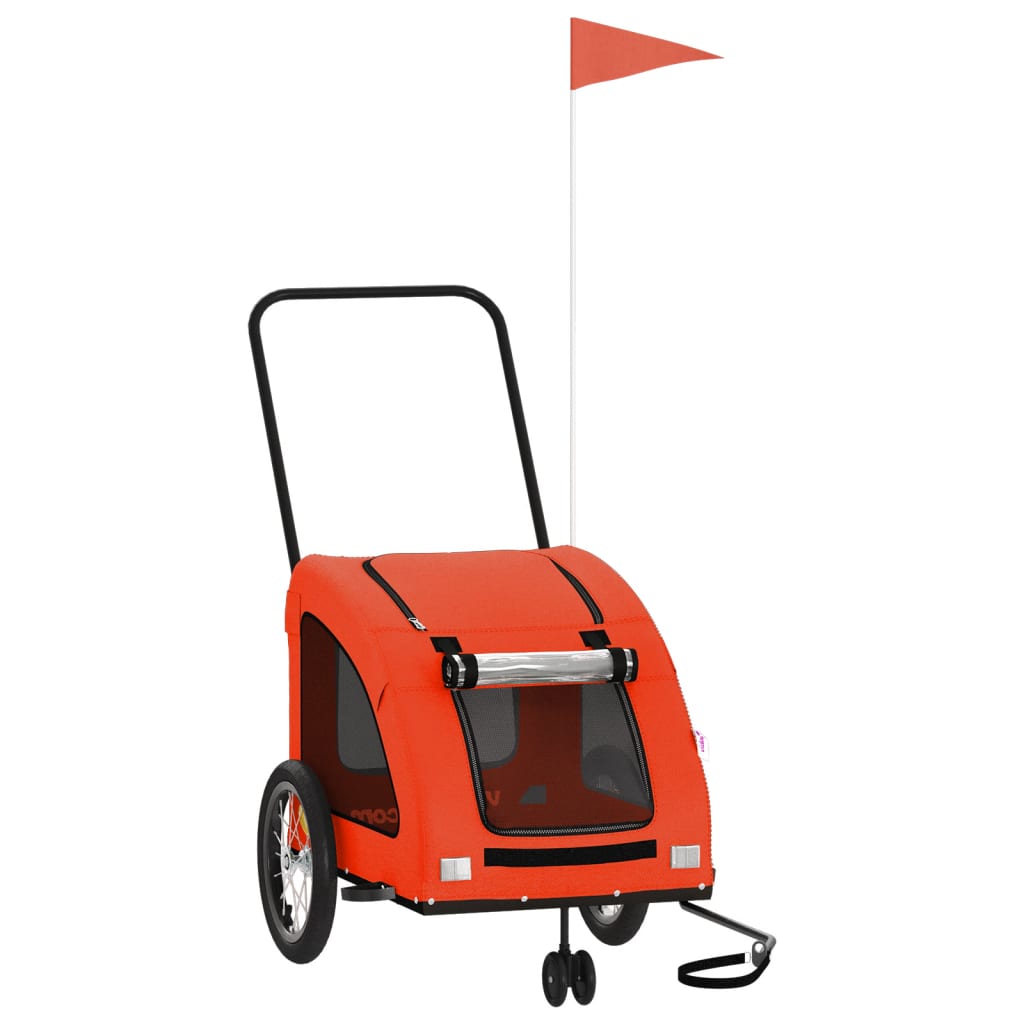 Hondenfietstrailer oxford stof en ijzer oranje