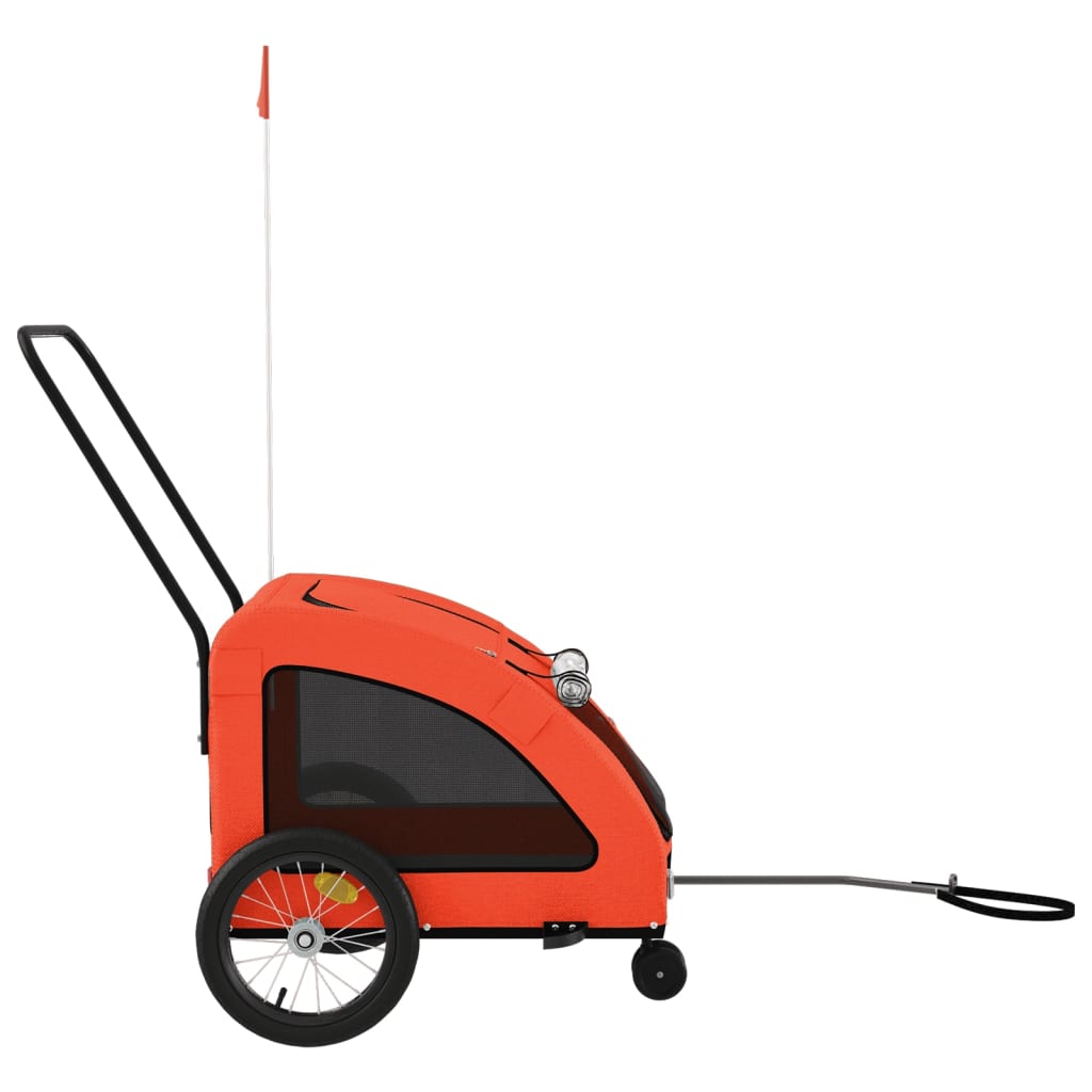 Hondenfietstrailer oxford stof en ijzer oranje