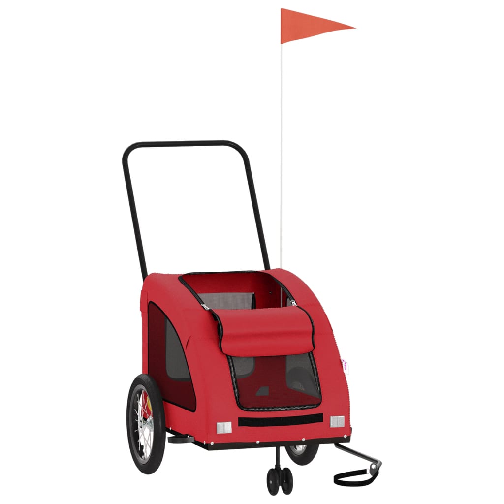 Hondenfietstrailer oxford stof en ijzer rood
