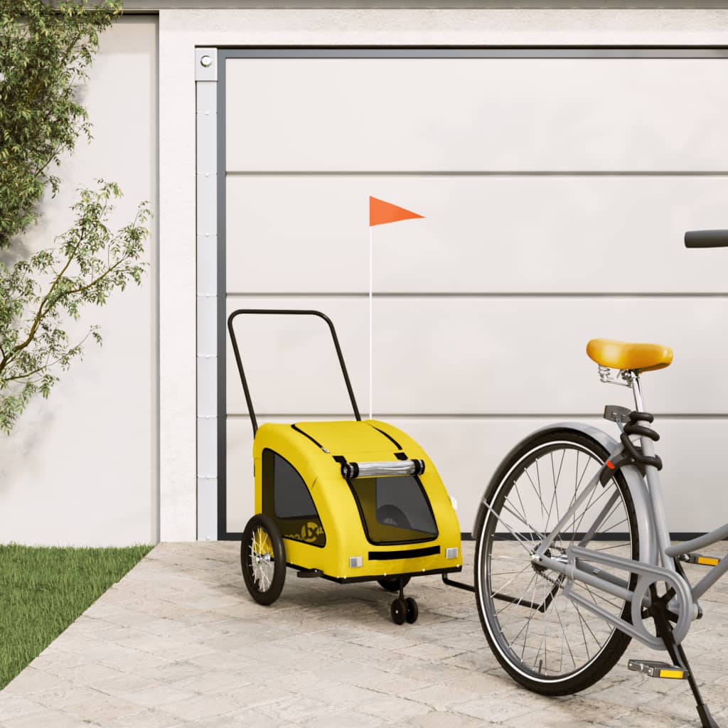 Hondenfietstrailer oxford stof en ijzer geel